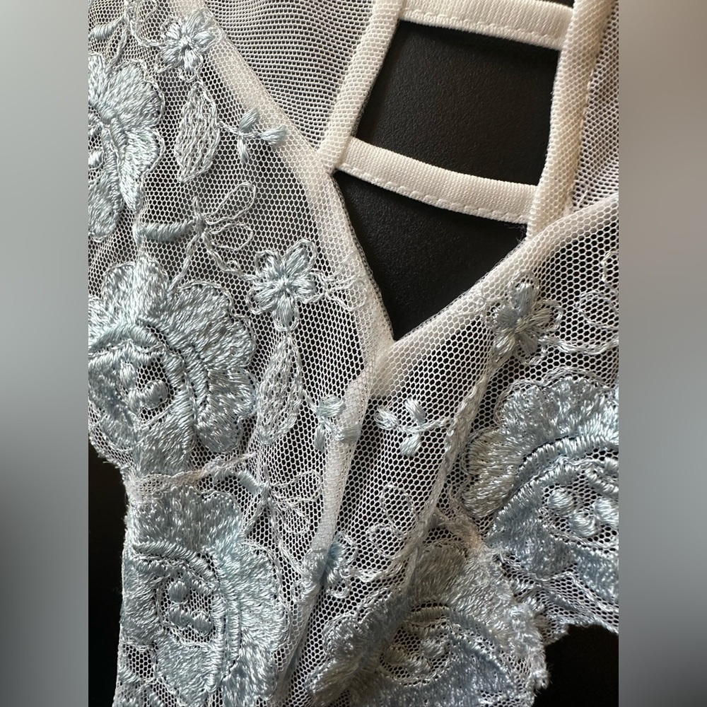 Victoria's Secret white and light blue lacy one-piece - Picture 2 of 13